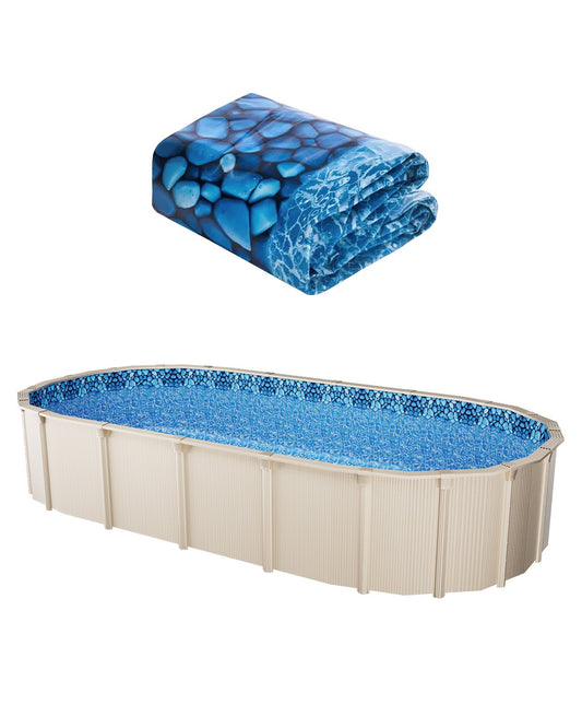 Oval Pool Liner 18x33ft Overlapp Style Pool Liner 54in Vägghöjd