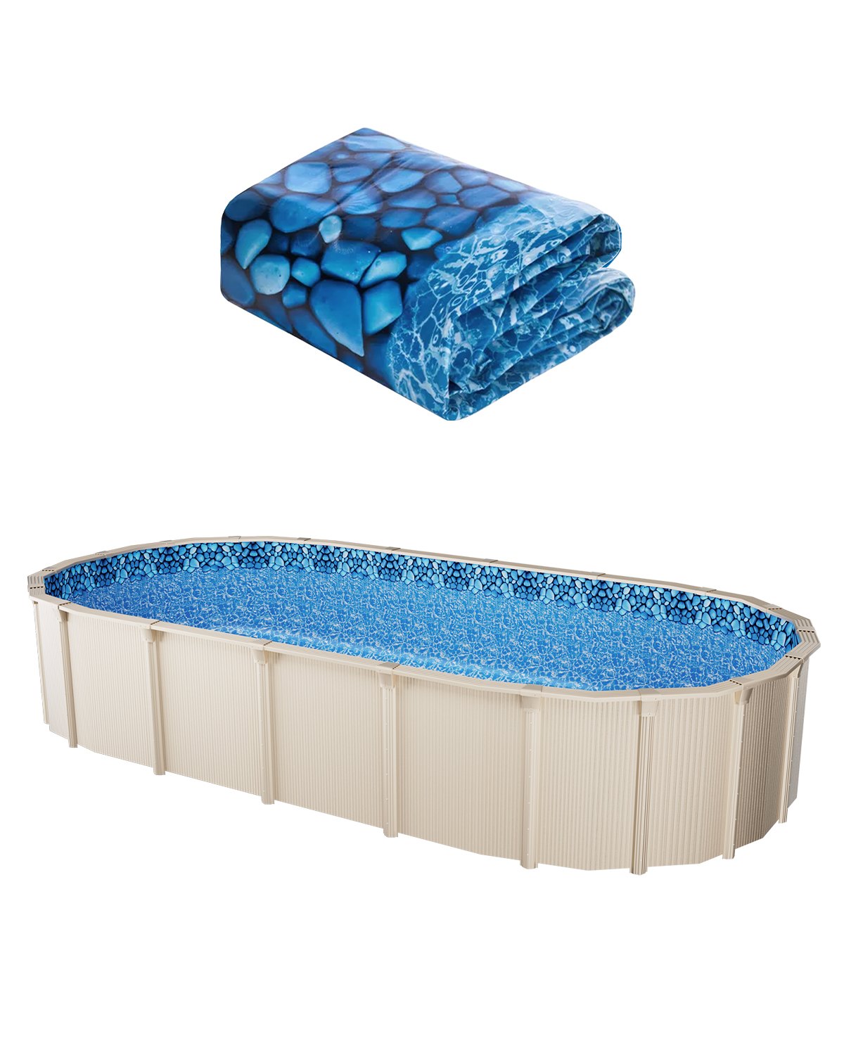 Oval Pool Liner 18x33ft Unibead Style Pool Liner 52in Vägghöjd