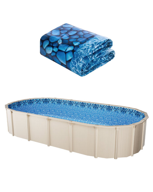Oval Pool Liner 18x33ft Unibead Style Pool Liner 52in Vägghöjd