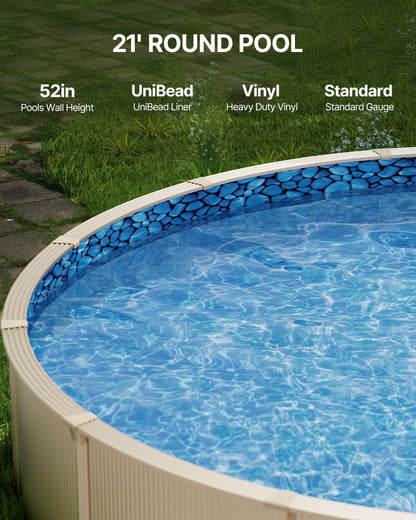 Round Pool Liner 21ft Unibead Style Pool Liner 52in Vägghöjd
