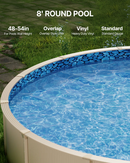 Round Pool Liner 8ft Overlap Style Pool Liner 54in Wall Height
