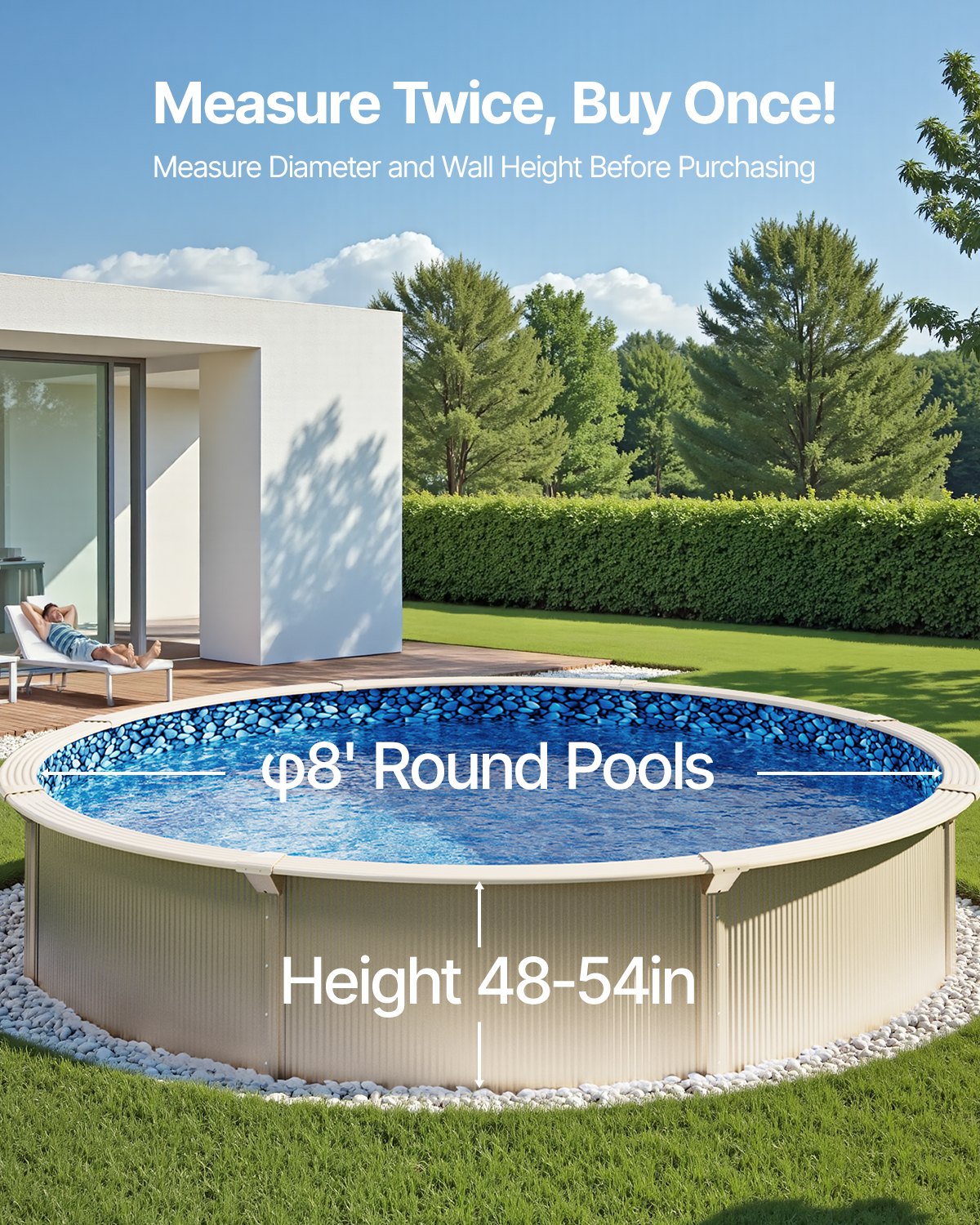 Round Pool Liner 8ft Overlap Style Pool Liner 54in Wall Height