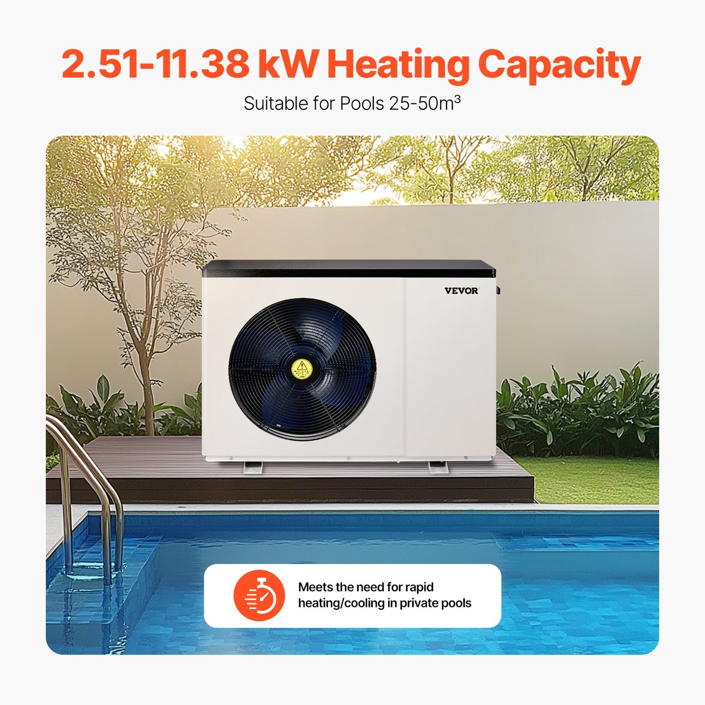 Electric pool heat pump 2.51-11.38kW Energy-saving variable frequency