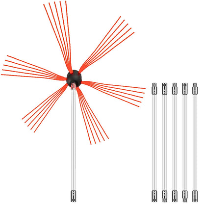 Flexible Chimney Sweep Rods, 20FT Chimney Cleaning Kit, Nylon Chimney Sweeper Chimney Cleaning Kit Flexible Brush Head Chimney Sweep Rods Easy to Connect Chimney Brush with 6 White Rods