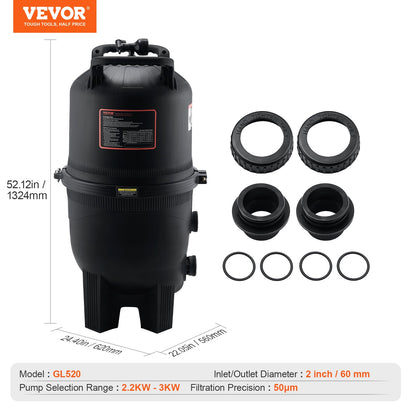 Cartridge pool filter, 49 sqm filter area Inground pool filter, filter system for above ground pool filtration with upgrade filter and leak proof, for hot tubs, spas, inflatable pool