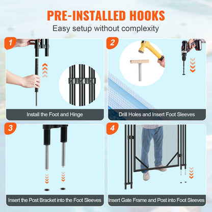 Pool Staket Gate 4 x 2,5 FT Avtagbar Inground Pool Gate för Kids Security