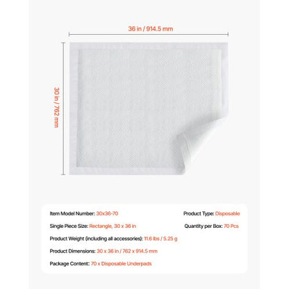 Engångsunderlägg 70 x 90 cm Inkontinensunderlägg 70-pack |  EU