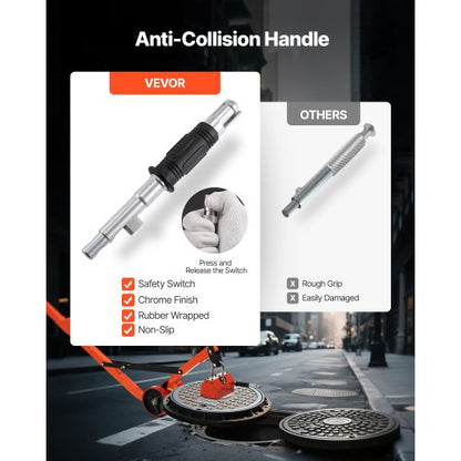 Magnetisk locklyftare, 600 kg dragkapacitet, stålvagn med kraftig magnetlyft och 2 hjul, justerbart handtag, N42 neodym, hopfällbar och bärbar, för lyft av brunnslock |  EU