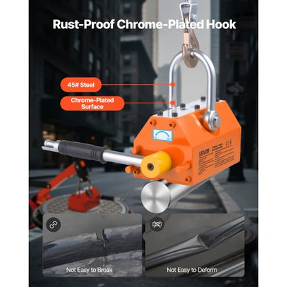 Magnetisk locklyftare, 600 kg dragkapacitet, stålvagn med kraftig magnetlyft och 2 hjul, justerbart handtag, N42 neodym, hopfällbar och bärbar, för lyft av brunnslock |  EU