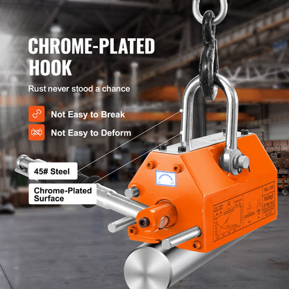 Magnetic Lifter, 2200lbs/1000kg dragkapacitet, 2,5 säkerhetsfaktor, neodym och stål, lyftmagnet med frigöring, permanenta lyftmagneter, kraftig magnet för lyftanordning, butikskran, block, bräda