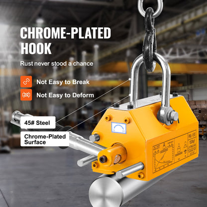 Magnetic Lifter, 3300lbs/1500kg dragkapacitet, 2,5 säkerhetsfaktor, neodym och stål, lyftmagnet med frigöring, permanenta lyftmagneter, kraftig magnet för lyftanordning, butikskran, block, bräda