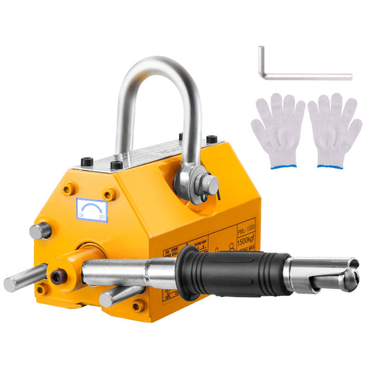 Magnetic Lifter, 3300lbs/1500kg dragkapacitet, 2,5 säkerhetsfaktor, neodym och stål, lyftmagnet med frigöring, permanenta lyftmagneter, kraftig magnet för lyftanordning, butikskran, block, bräda
