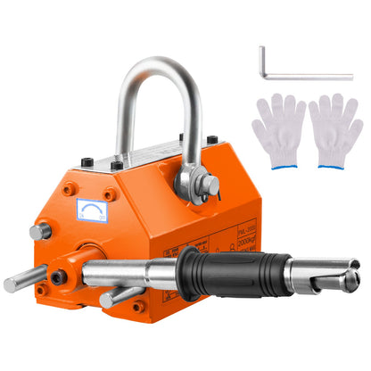 Magnetic Lifter, 4400lbs/2000kg pulling capacity, 2.5 safety factor, neodymium and steel, lifting magnet with release, permanent lifting magnets, powerful magnet for lifting device, shop crane, block, board