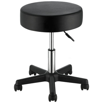 Rullande pallar med hjul, 400 LBS viktkapacitet justerbar höjd pall med ultratjock sittdyna, svängbara pallar Stol för salong, bar, hem, kontor, tatuering, medicinsk, massage, svart