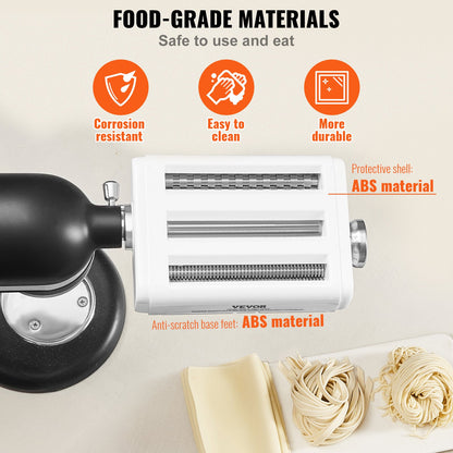 Pastatillbehör för KitchenAid Stand Mixer, 3-I-1 rostfritt stål Pasta Roller Cutter Set Inklusive Pasta Roller Roller, Spaghetti och Fettuccine Cutter, 8 justerbar tjockleksknopp Pasta Maker