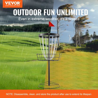 Disc Golfkorg, 24-kedjor Portable Disc Golf Target Hole, Heavy Duty Steel Practice Disc Golf Target, Disc Golf Course Korg inomhus och utomhus, Disc Golf Basket Stand Utrustning, Svart