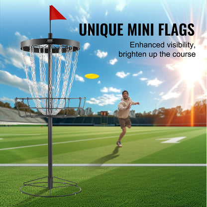 Disc Golfkorg, 24-kedjor Portable Disc Golf Target Hole, Heavy Duty Steel Practice Disc Golf Target, Disc Golf Course Korg inomhus och utomhus, Disc Golf Basket Stand Utrustning, Svart