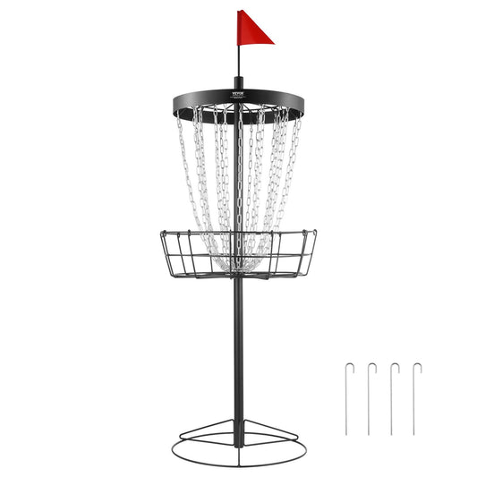 Disc Golfkorg, 24-kedjor Portable Disc Golf Target Hole, Heavy Duty Steel Practice Disc Golf Target, Disc Golf Course Korg inomhus och utomhus, Disc Golf Basket Stand Utrustning, Svart