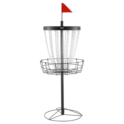 Disc Golfkorg, 24-kedjor Portable Disc Golf Target Hole, Heavy Duty Steel Practice Disc Golf Target, Disc Golf Course Korg inomhus och utomhus, Disc Golf Basket Stand Utrustning, Svart