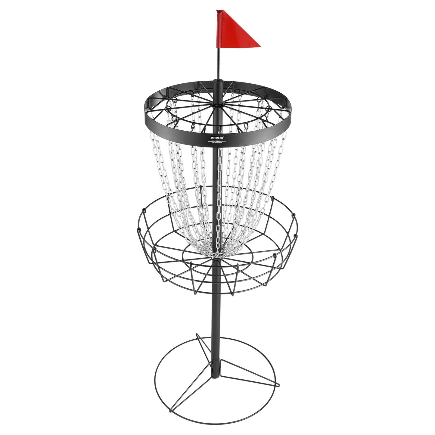 Disc Golfkorg, 24-kedjor Portable Disc Golf Target Hole, Heavy Duty Steel Practice Disc Golf Target, Disc Golf Course Korg inomhus och utomhus, Disc Golf Basket Stand Utrustning, Svart