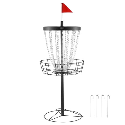 Disc Golfkorg, 24-kedjor Portable Disc Golf Target Hole, Heavy Duty Steel Practice Disc Golf Target, Disc Golf Course Korg inomhus och utomhus, Disc Golf Basket Stand Utrustning, Svart