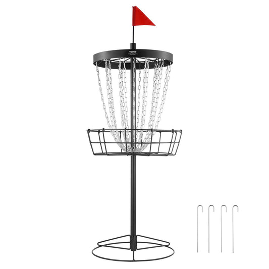 Disc Golfkorg, 24-kedjor Portable Disc Golf Target Hole, Heavy Duty Steel Practice Disc Golf Target, Disc Golf Course Korg inomhus och utomhus, Disc Golf Basket Stand Utrustning, Svart