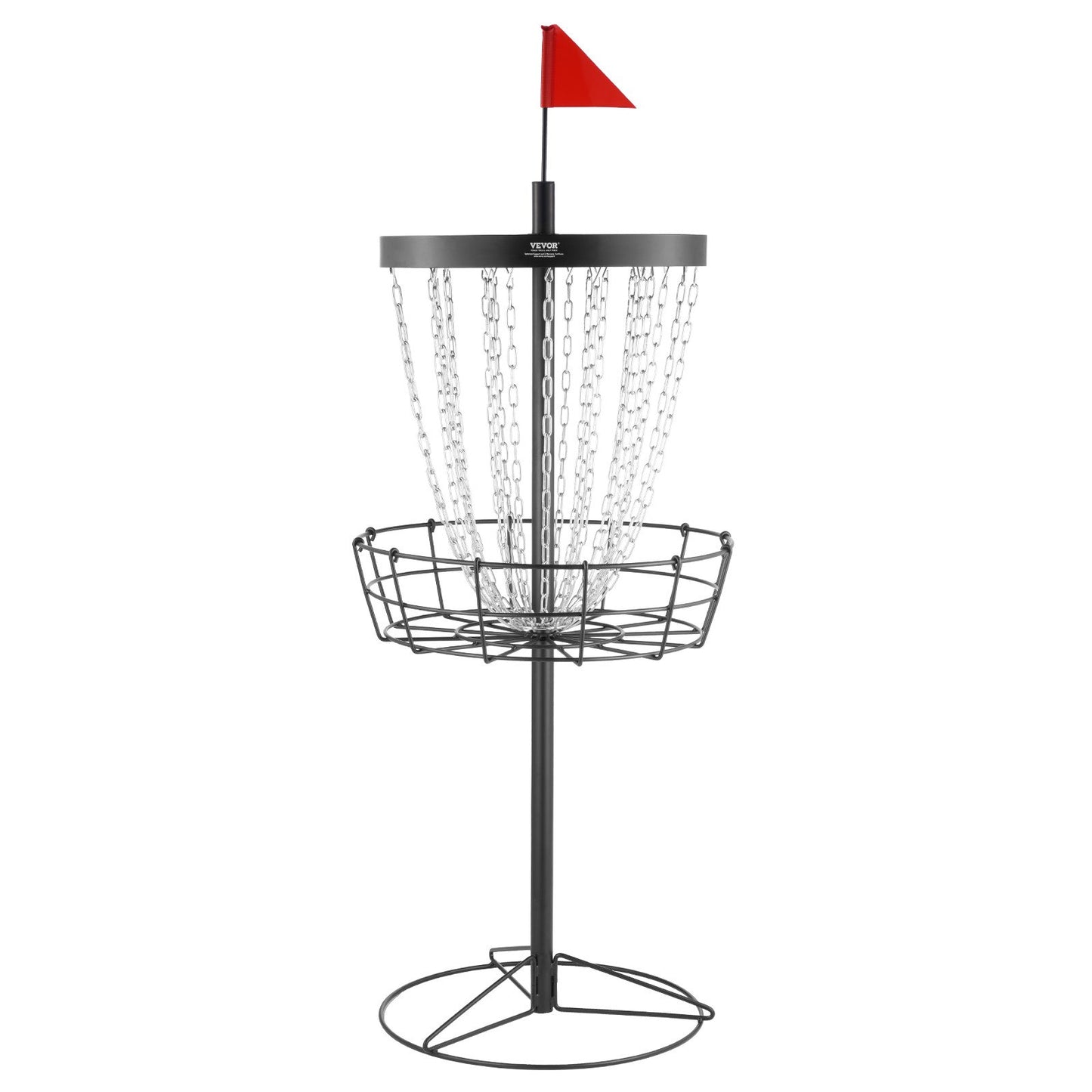 Disc Golfkorg, 24-kedjor Portable Disc Golf Target Hole, Heavy Duty Steel Practice Disc Golf Target, Disc Golf Course Korg inomhus och utomhus, Disc Golf Basket Stand Utrustning, Svart