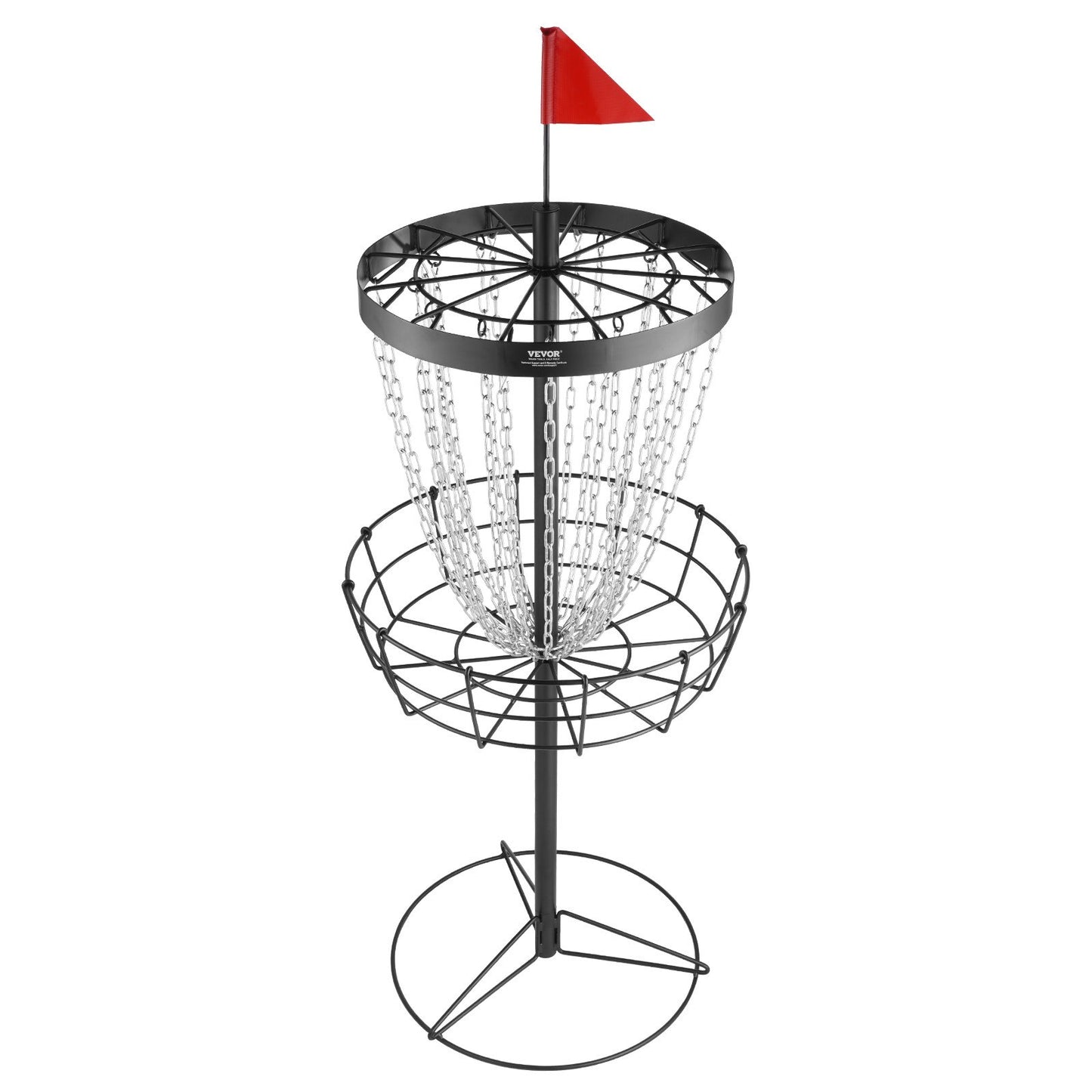 Disc Golfkorg, 24-kedjor Portable Disc Golf Target Hole, Heavy Duty Steel Practice Disc Golf Target, Disc Golf Course Korg inomhus och utomhus, Disc Golf Basket Stand Utrustning, Svart