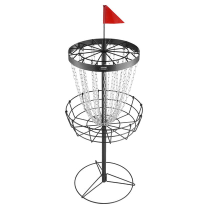 Disc Golfkorg, 24-kedjor Portable Disc Golf Target Hole, Heavy Duty Steel Practice Disc Golf Target, Disc Golf Course Korg inomhus och utomhus, Disc Golf Basket Stand Utrustning, Svart