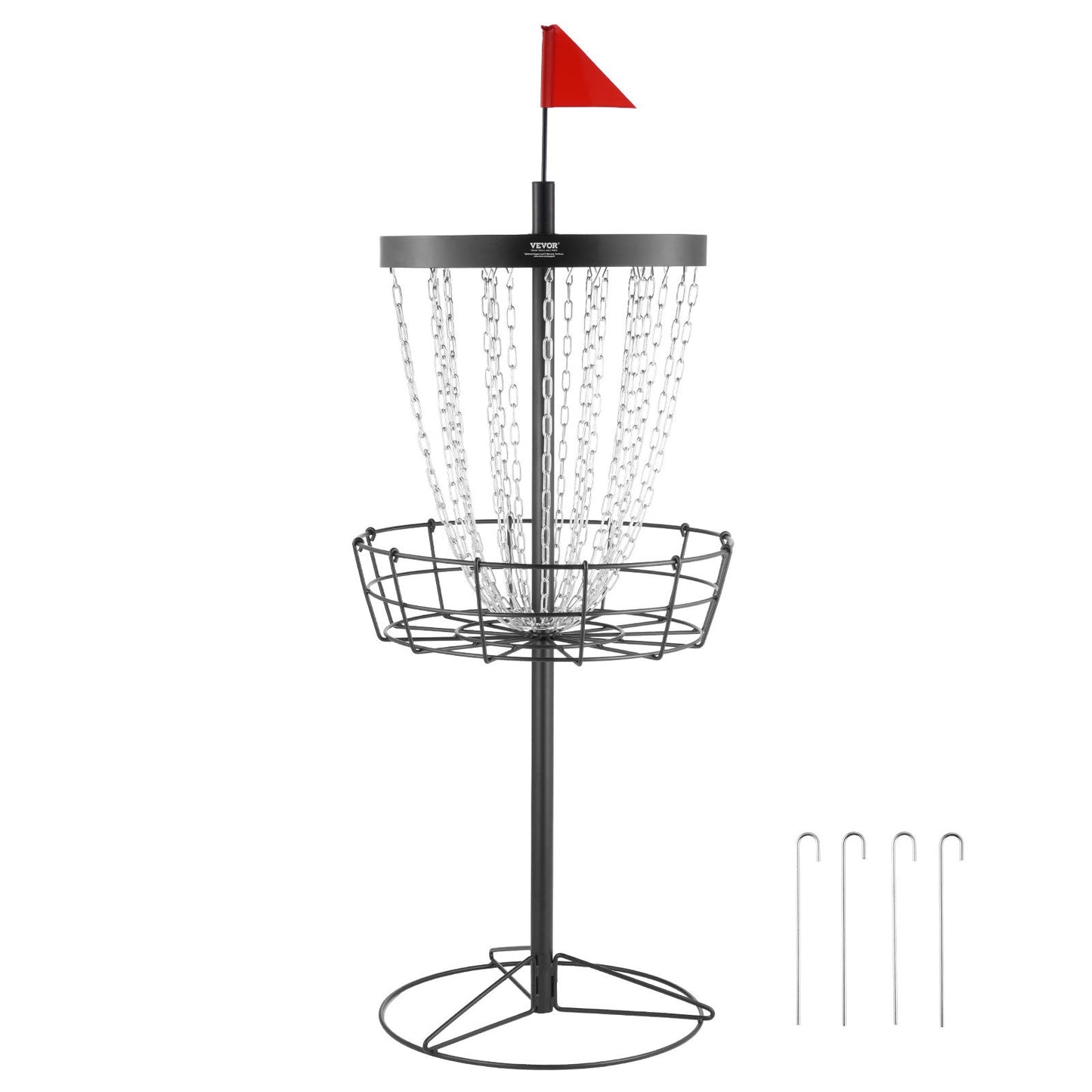 Disc Golfkorg, 24-kedjor Portable Disc Golf Target Hole, Heavy Duty Steel Practice Disc Golf Target, Disc Golf Course Korg inomhus och utomhus, Disc Golf Basket Stand Utrustning, Svart