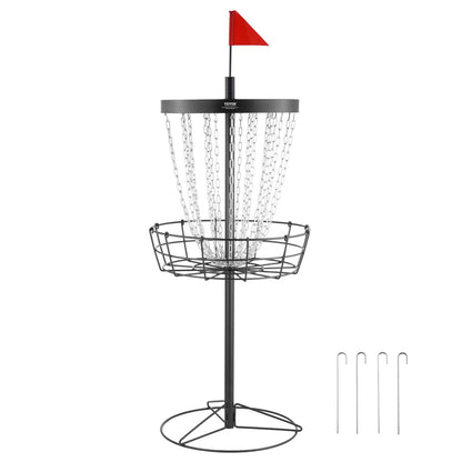 Disc Golfkorg, 24-kedjor Portable Disc Golf Target Hole, Heavy Duty Steel Practice Disc Golf Target, Disc Golf Course Korg inomhus och utomhus, Disc Golf Basket Stand Utrustning, Svart