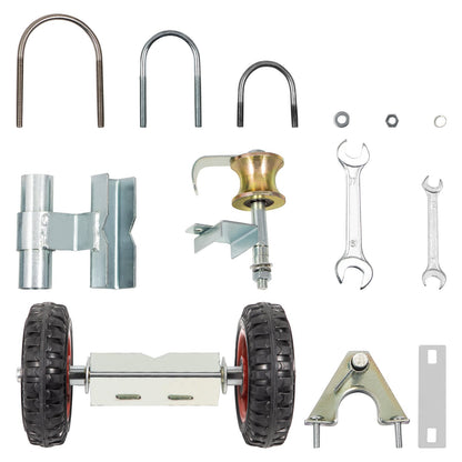 Kedjelänk Rolling Gate Kit Galvaniserat stål Rullstaket 6 Universal Spårfäste Kedjelänk Rolling Gate Hardware Kit 2 massiva gummihjul Stängsel Rullsats för Kedjelänk Sliding Gate