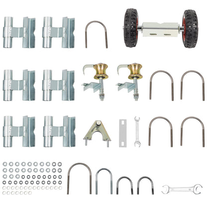 Kedjelänk Rolling Gate Kit Galvaniserat stål Rullstaket 6 Universal Spårfäste Kedjelänk Rolling Gate Hardware Kit 2 massiva gummihjul Stängsel Rullsats för Kedjelänk Sliding Gate