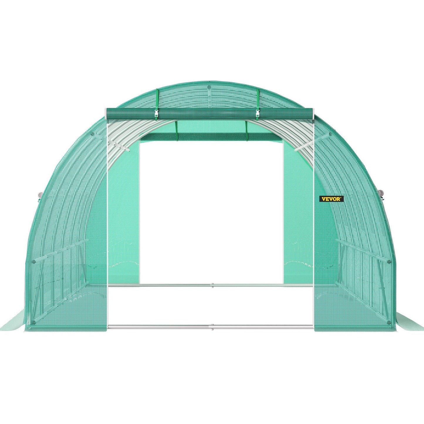 Walk-in Tunnel Växthus, 20 x 10 x 7 fot Portable Plant Hot House med galvaniserade stålbågar, 3 övre balkar, 4 diagonala stolpar, 2 dragkedjeförsedda dörrar och 12 rullfönster, grönt