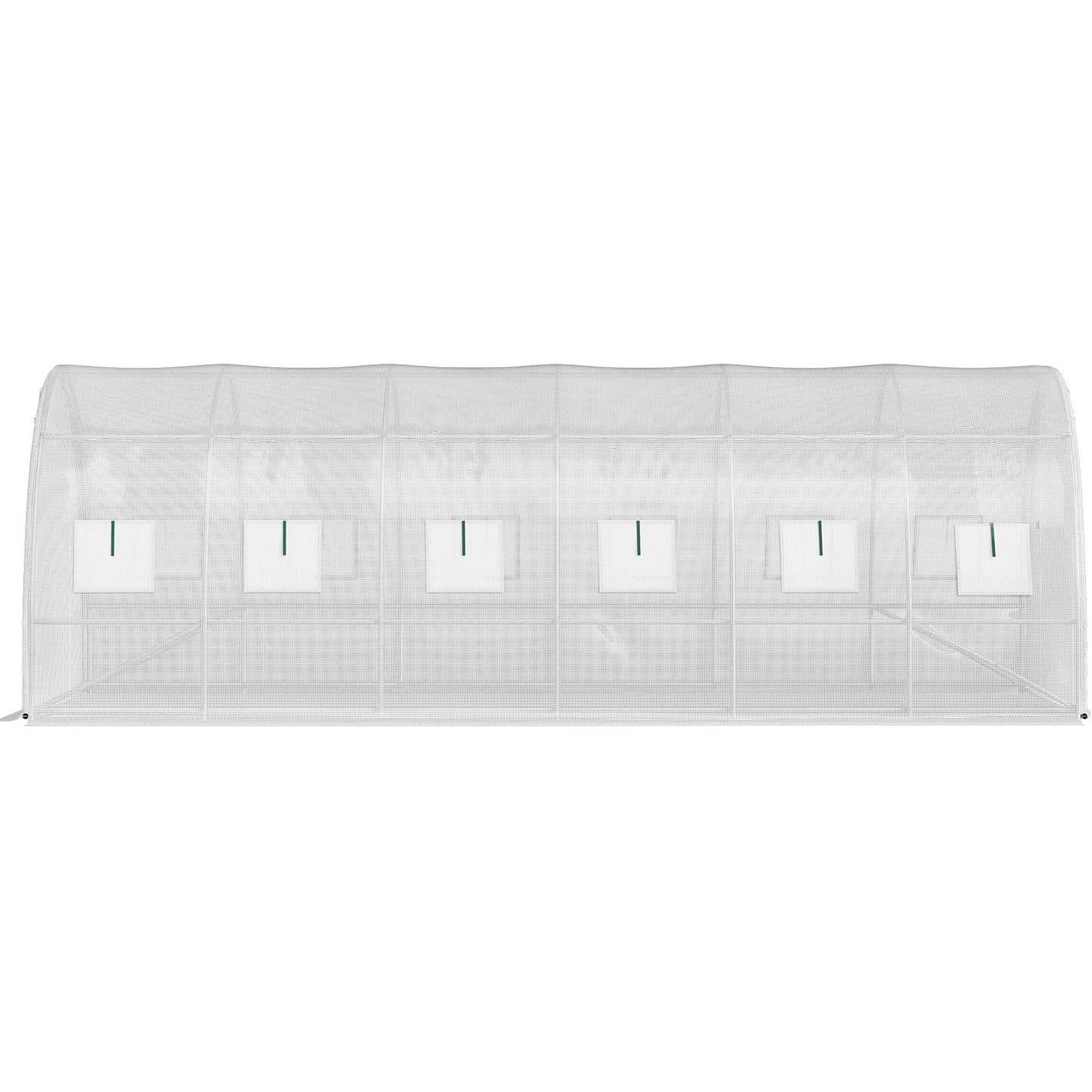 Walk-in Tunnel Greenhouse, 20 x 10 x 7 ft. Portable Plant Hot House with Galvanized Steel Frames, 3 Top Beams, 4 Diagonal Posts, 2 Zippered Doors and 12 Roller Windows, White