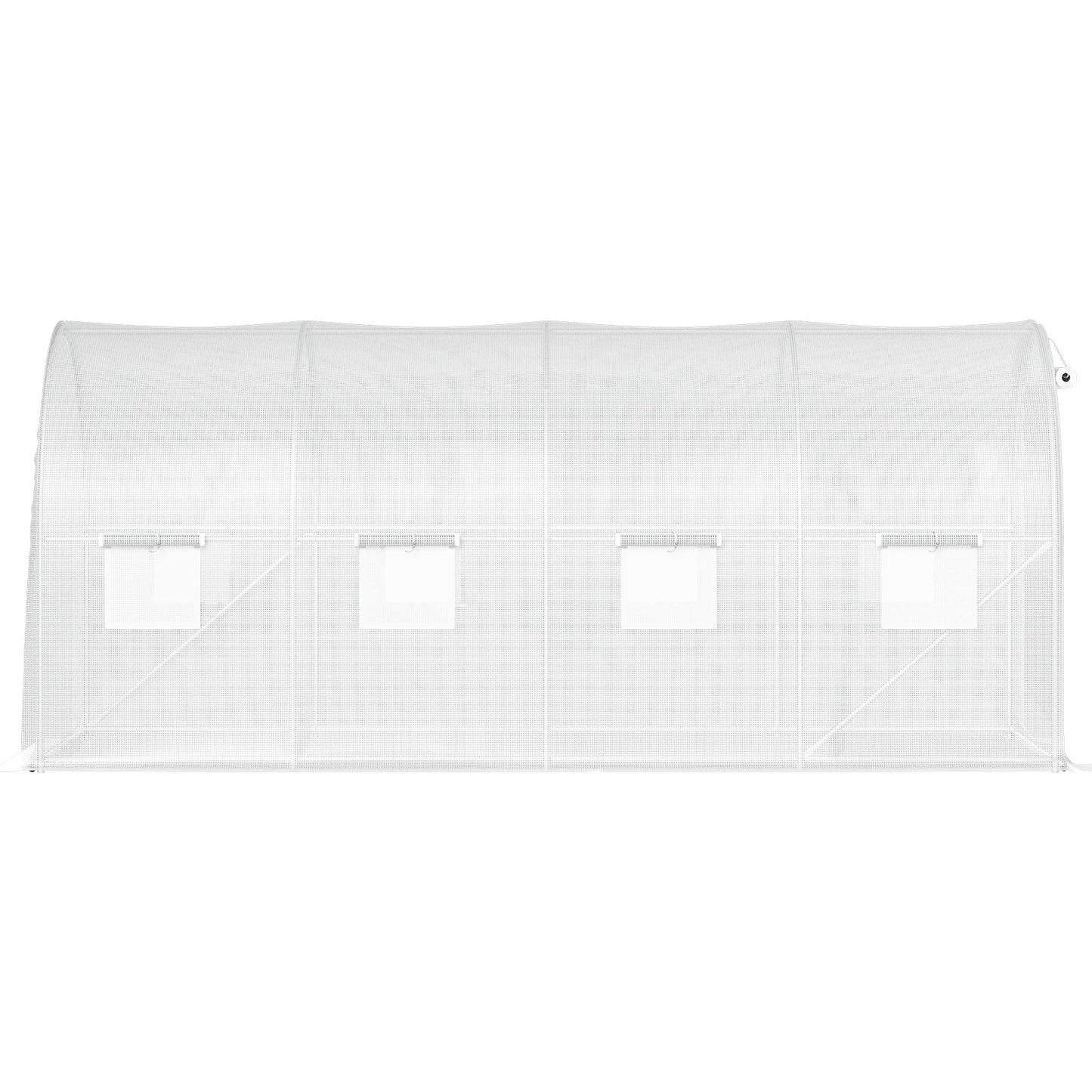 Walk-in Tunnel Greenhouse, 15 x 6.5 x 7 ft Portable Plant Hot House with Galvanized Steel Frames, 1 Top Beam, 2 x Diagonal Posts, 2 Zippered Doors and 8 Roller Windows, White