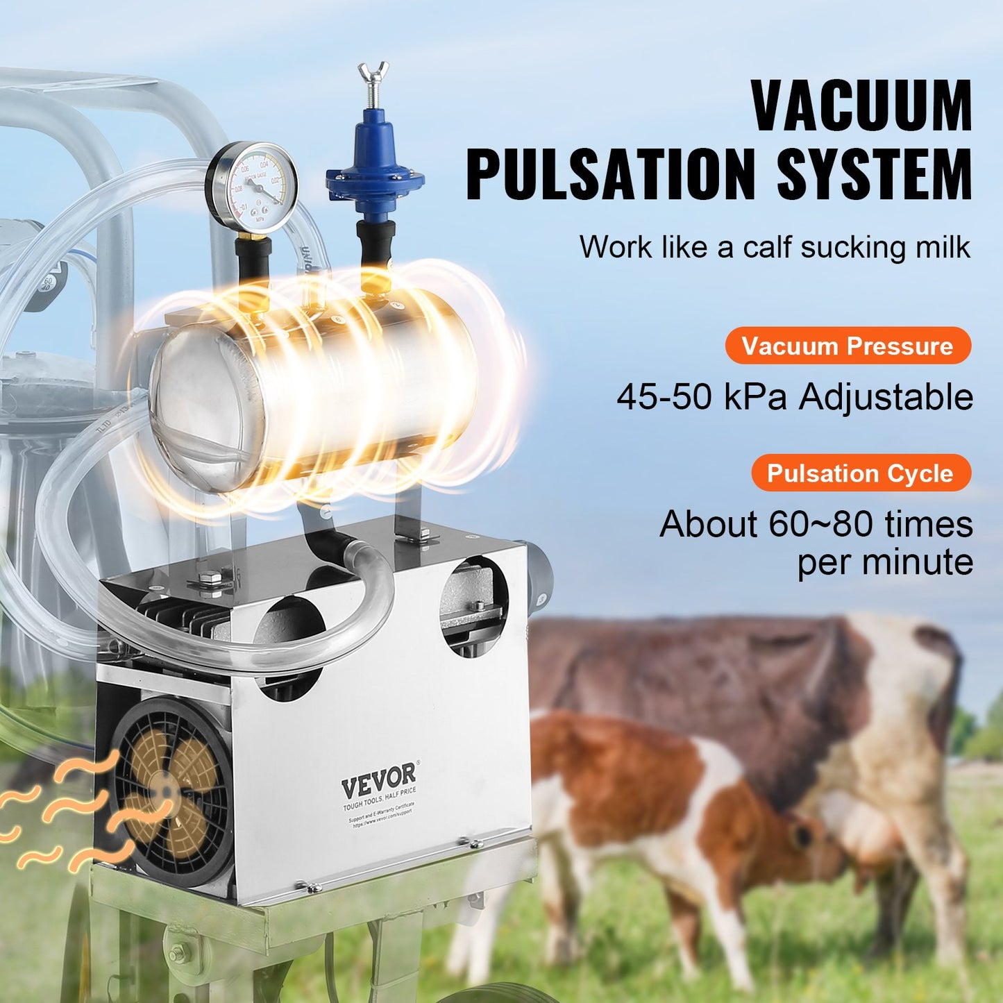 Electric Cow Milking Machine Milking Equipment 25L 304 Stainless Steel