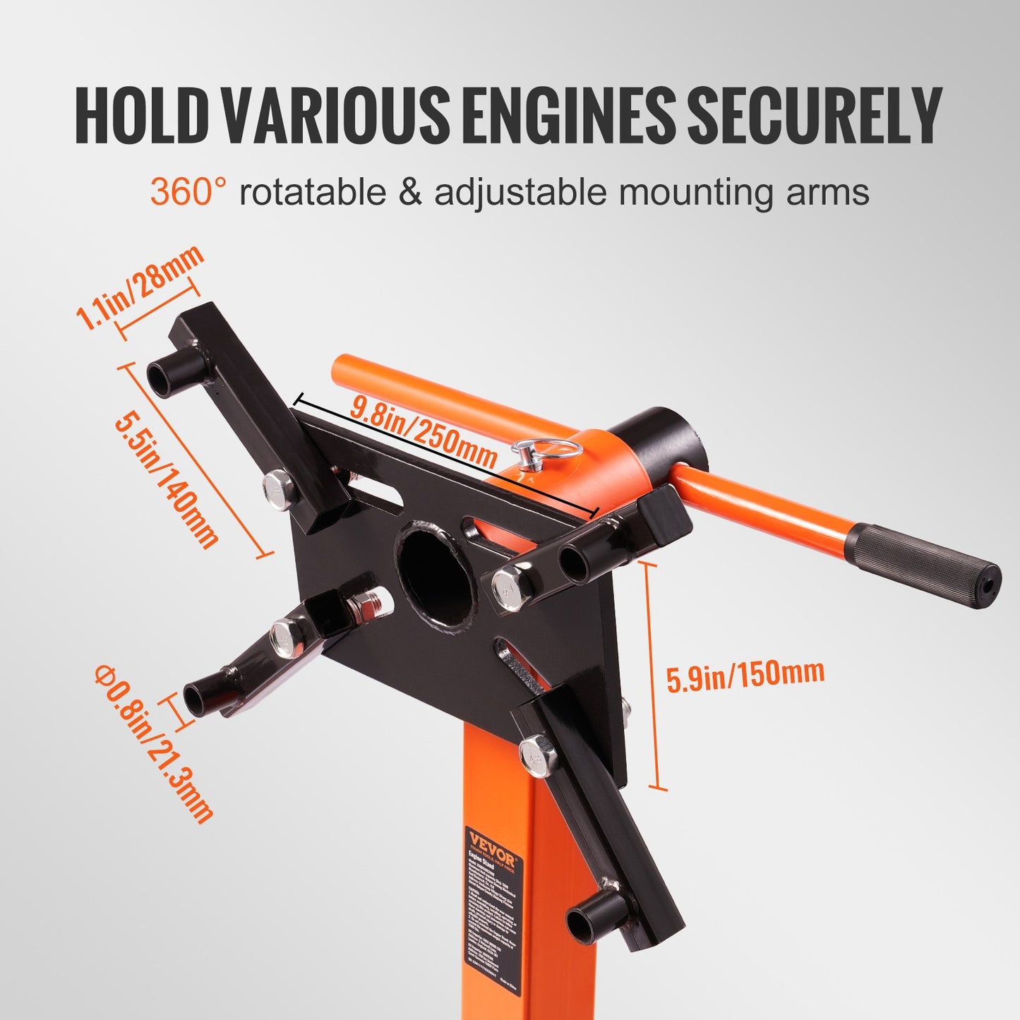 Motor Stand 1500LBS Folding Motor Hoist Dolly with Adjustable Mounting Head