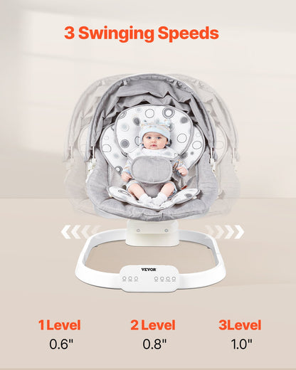 Baby swing for infants 3 speeds 3 seat positions Bluetooth remote control