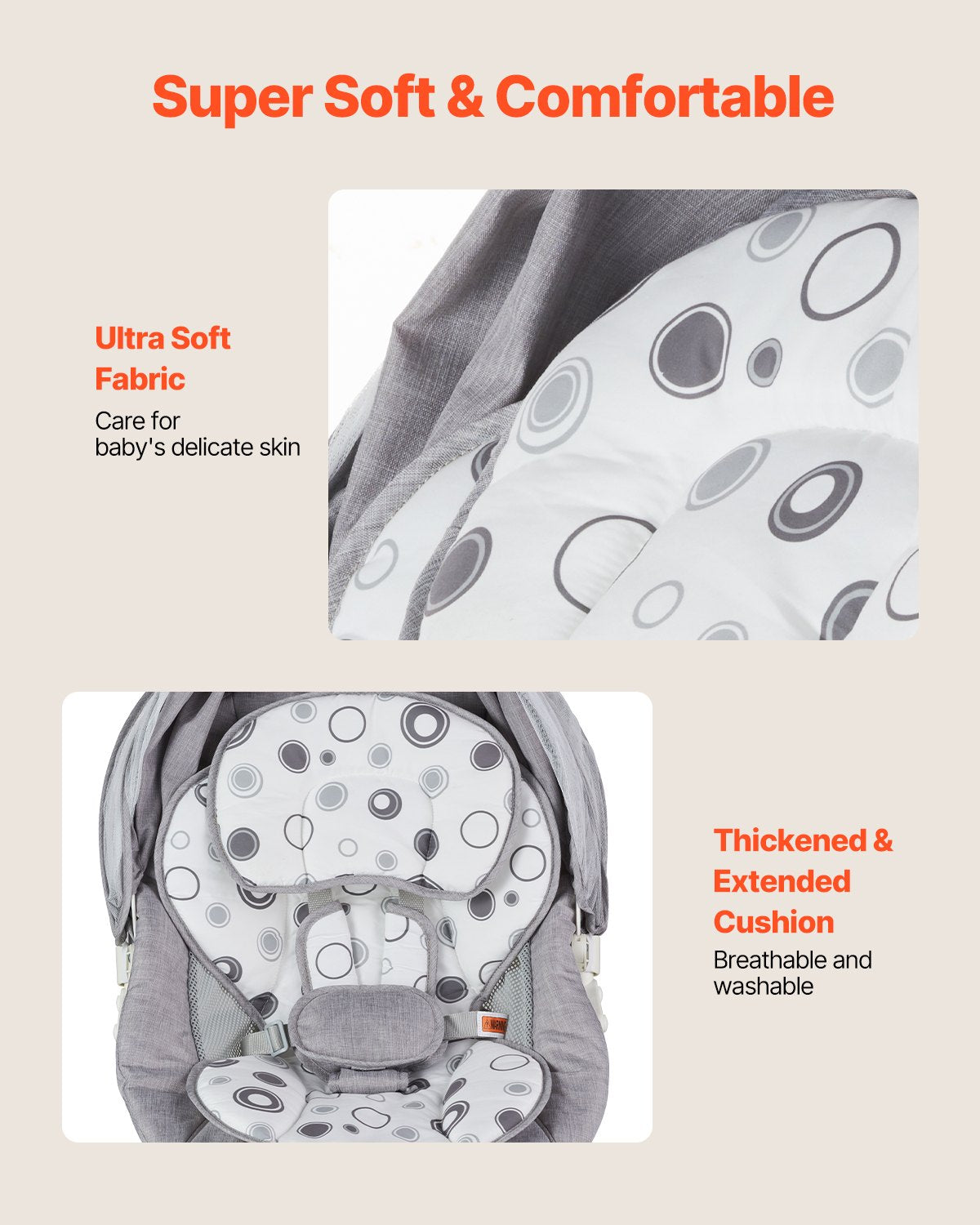 Baby swing for infants 3 speeds 3 seat positions Bluetooth remote control