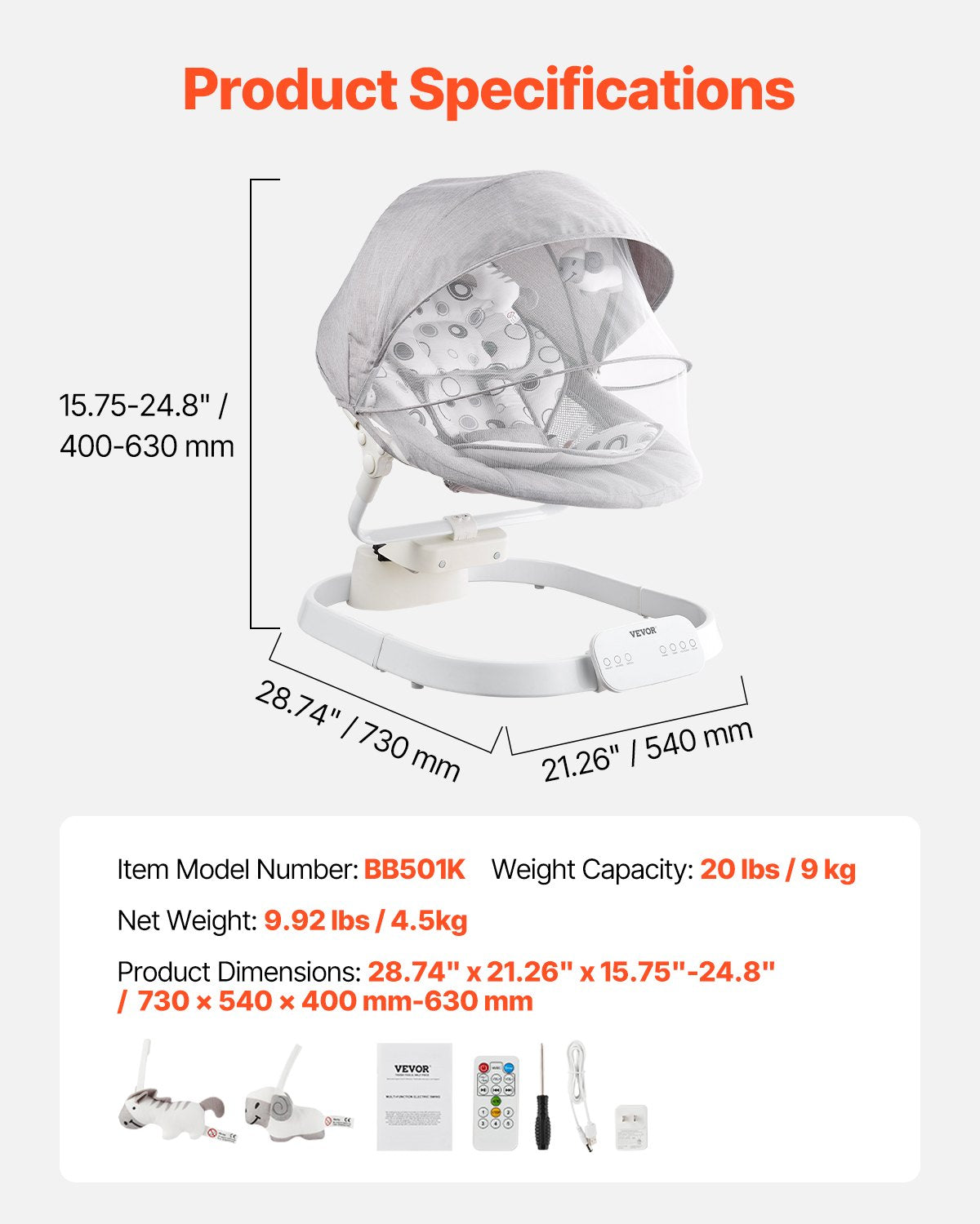 Baby swing for infants 3 speeds 3 seat positions Bluetooth remote control