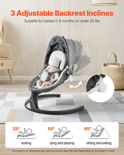 Baby swing for infants 5 speeds 3 seat positions Bluetooth remote control