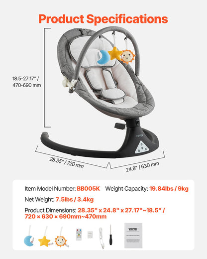 Baby Gunga för spädbarn 5 hastigheter 3 sitspositioner Fjärrkontroll Toy Bar
