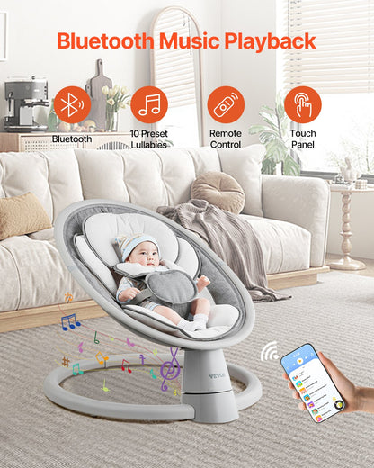 Baby Swing for Infants 5 Speeds Remote Control Bluetooth Lullabies Pillow