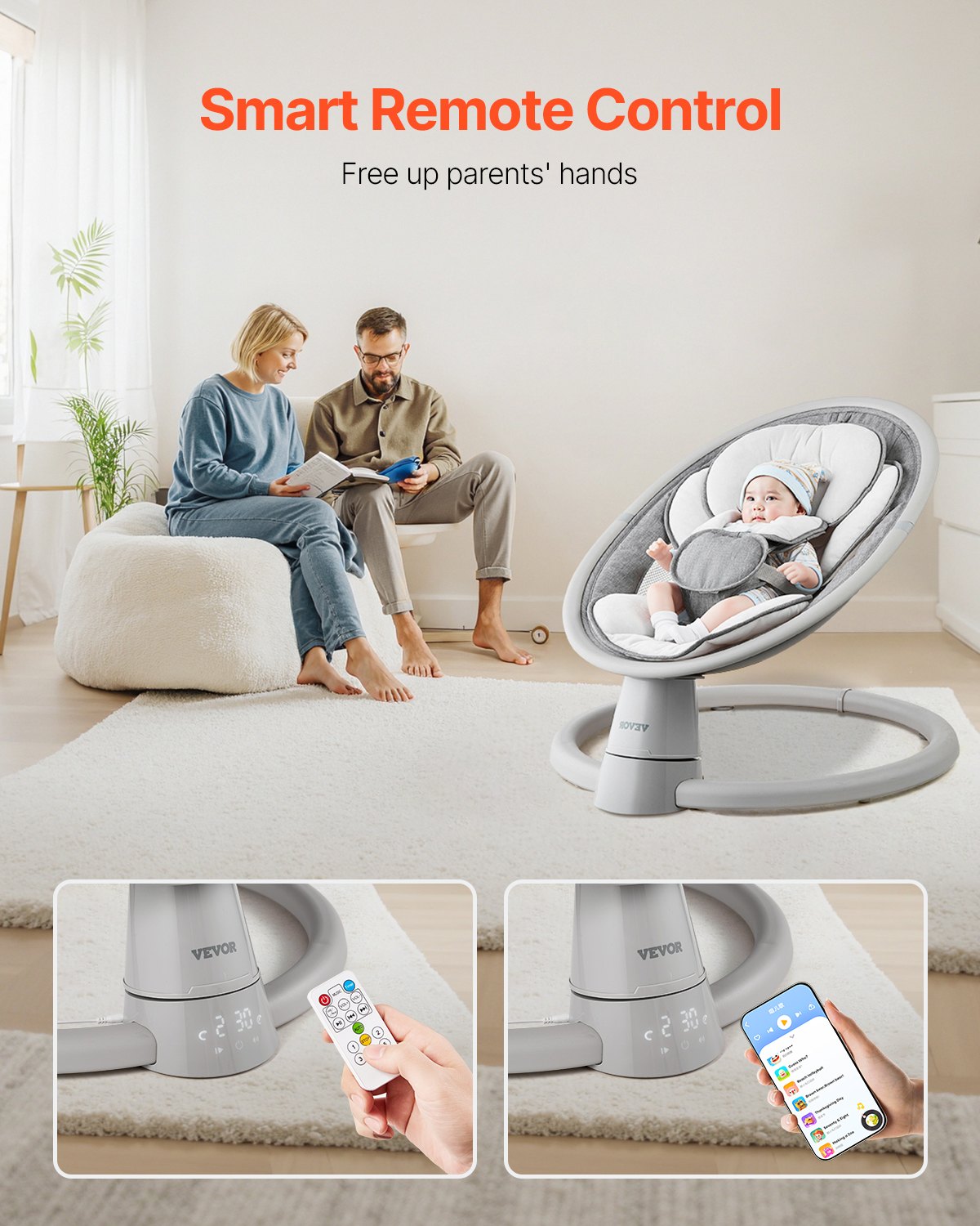 Baby Swing for Infants 5 Speeds Remote Control Bluetooth Lullabies Pillow