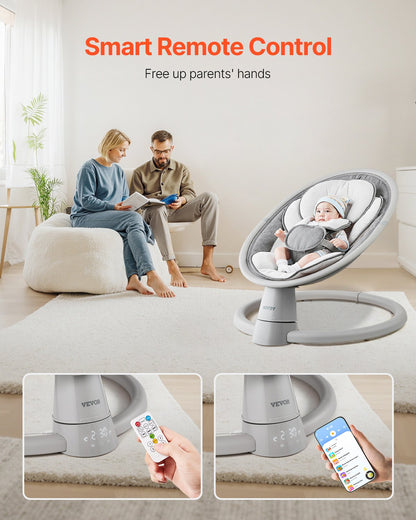 Baby Swing for Infants 5 Speeds Remote Control Bluetooth Lullabies Pillow