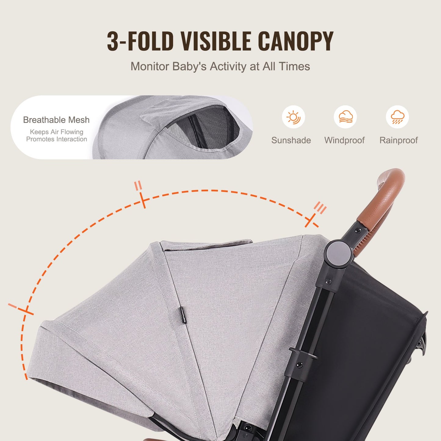 Travel System Stroller with Infant Bassinet, 2-in-1 Baby Cradle Stroller Combo, Reversible Seat, Easy One-button Folding, EVA Tires with Brake Aluminum Stroller Carseat Combo Set (Light Gray)