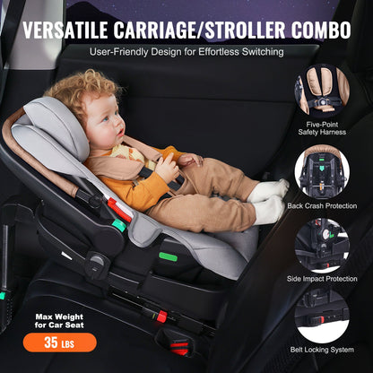 Barnvagn Resesystem med bilbarnstol Playard Baby Combo Set Tan Brown