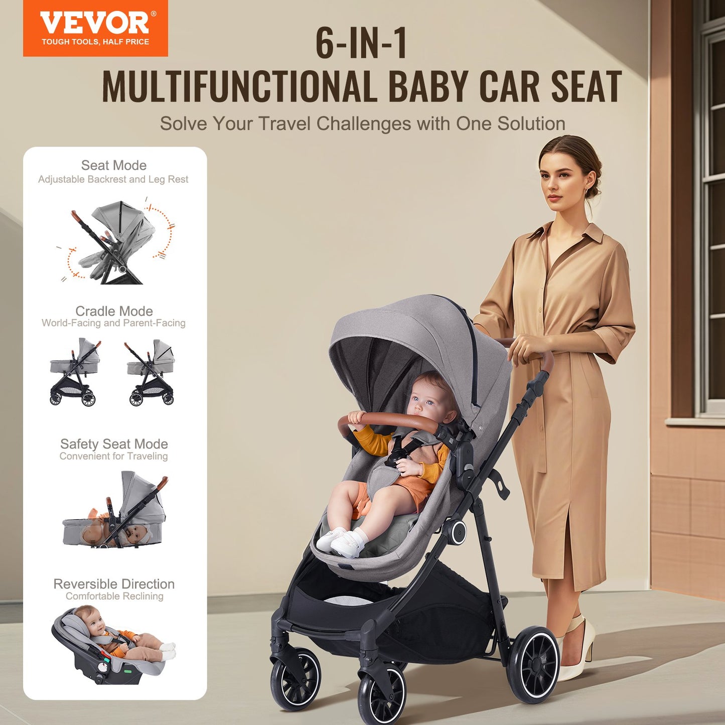 Barnvagn Resesystem Med Bilbarnstol Playard Baby Combo Mörkgrå&Svart