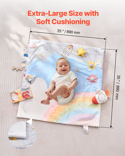 Baby Play Gym Mat Tummy Time Activity Mat with 6 Sensory Toys 35.0" x 35.0